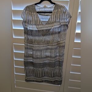 Patterned silk V-Neck shift Dress